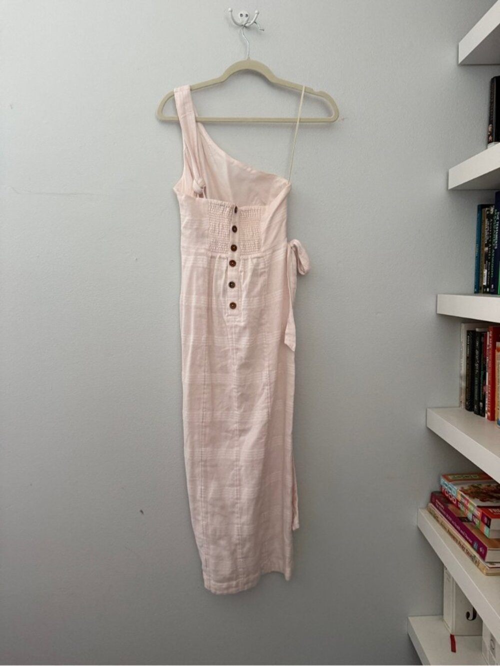 Free People At Leisure Midi Wrap Dress One Shoulder Pink Size XS NWT - Picture 7 of 12